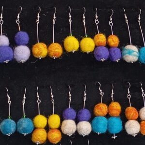 PENDIENTES DE LANA DE OVEJA, ARTESANAL (PLATA)