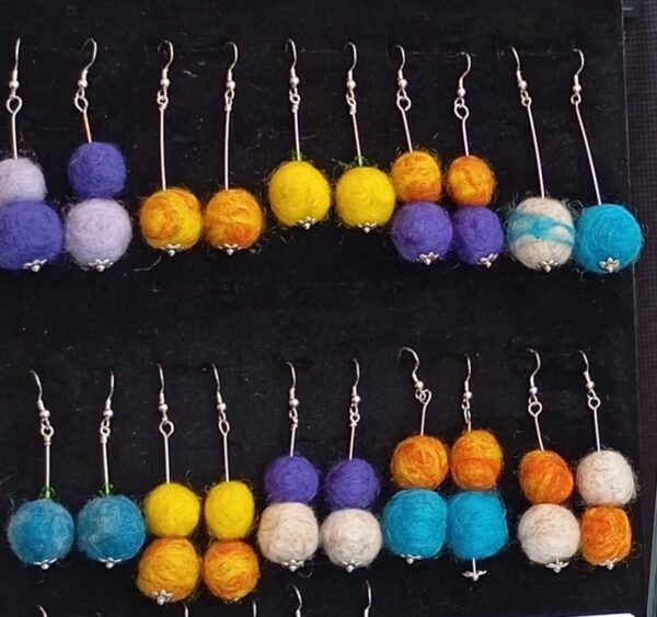 PENDIENTES DE LANA DE OVEJA, ARTESANAL (PLATA) - Image 2