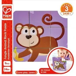 Rompecabezas de bloques de animales de la selva